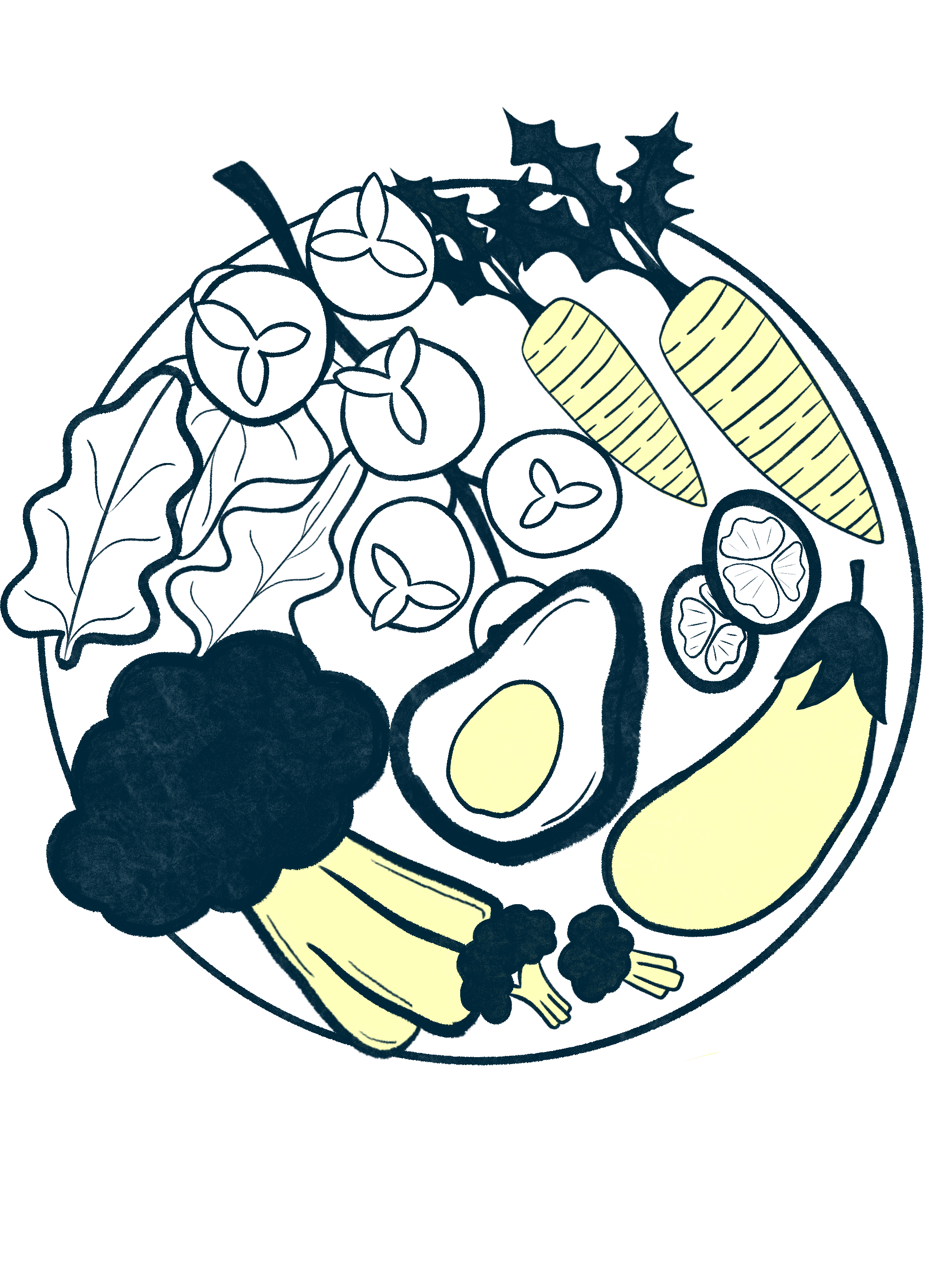 Circular progress icon showing a bowl of vegetables—avocado, carrots, kale, cauliflower and more—gradually filling in colour to represent rising loyalty tiers