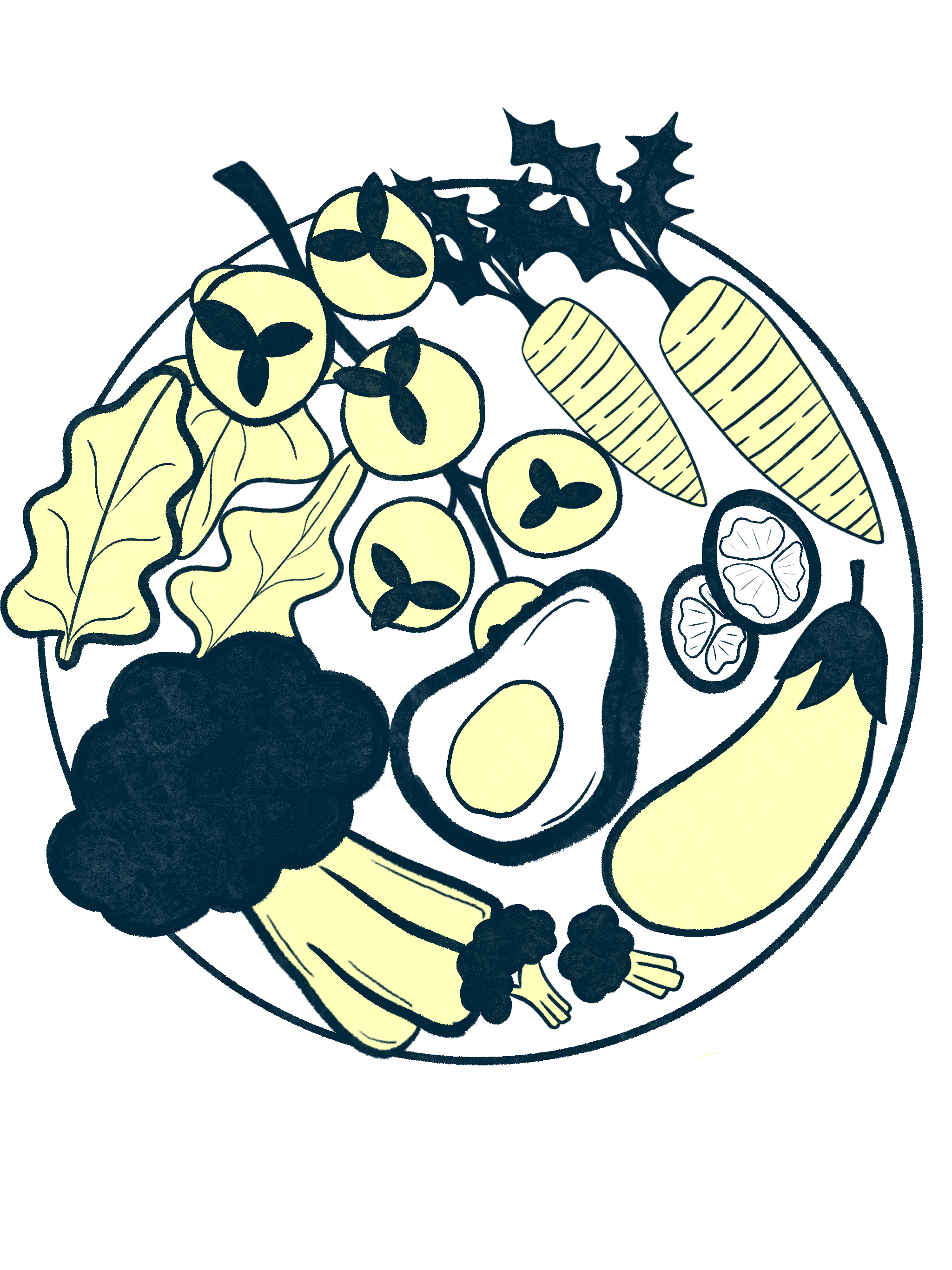 Circular progress icon showing a bowl of vegetables—avocado, carrots, kale, cauliflower and more—gradually filling in colour to represent rising loyalty tiers