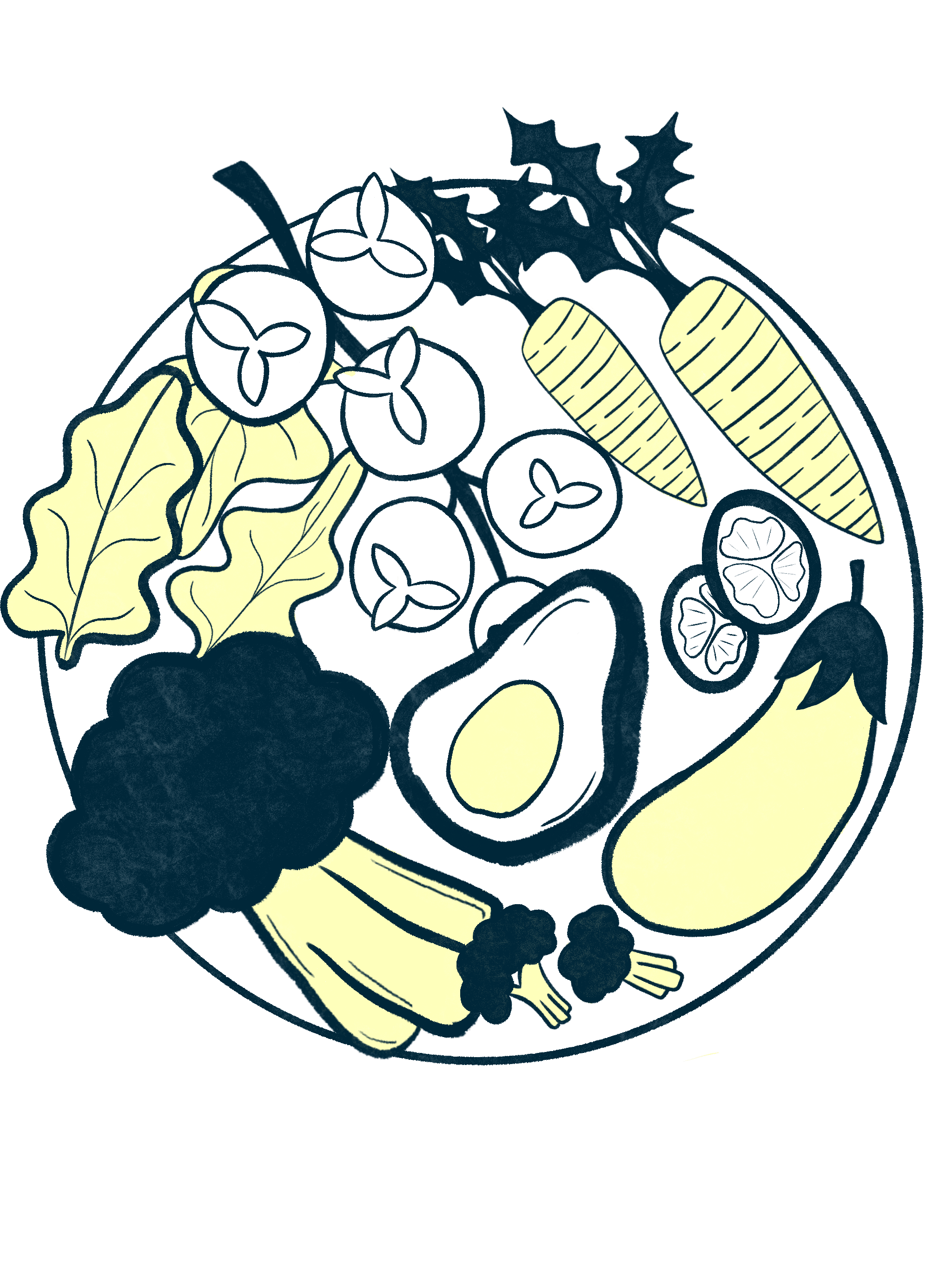 Circular progress icon showing a bowl of vegetables—avocado, carrots, kale, cauliflower and more—gradually filling in colour to represent rising loyalty tiers