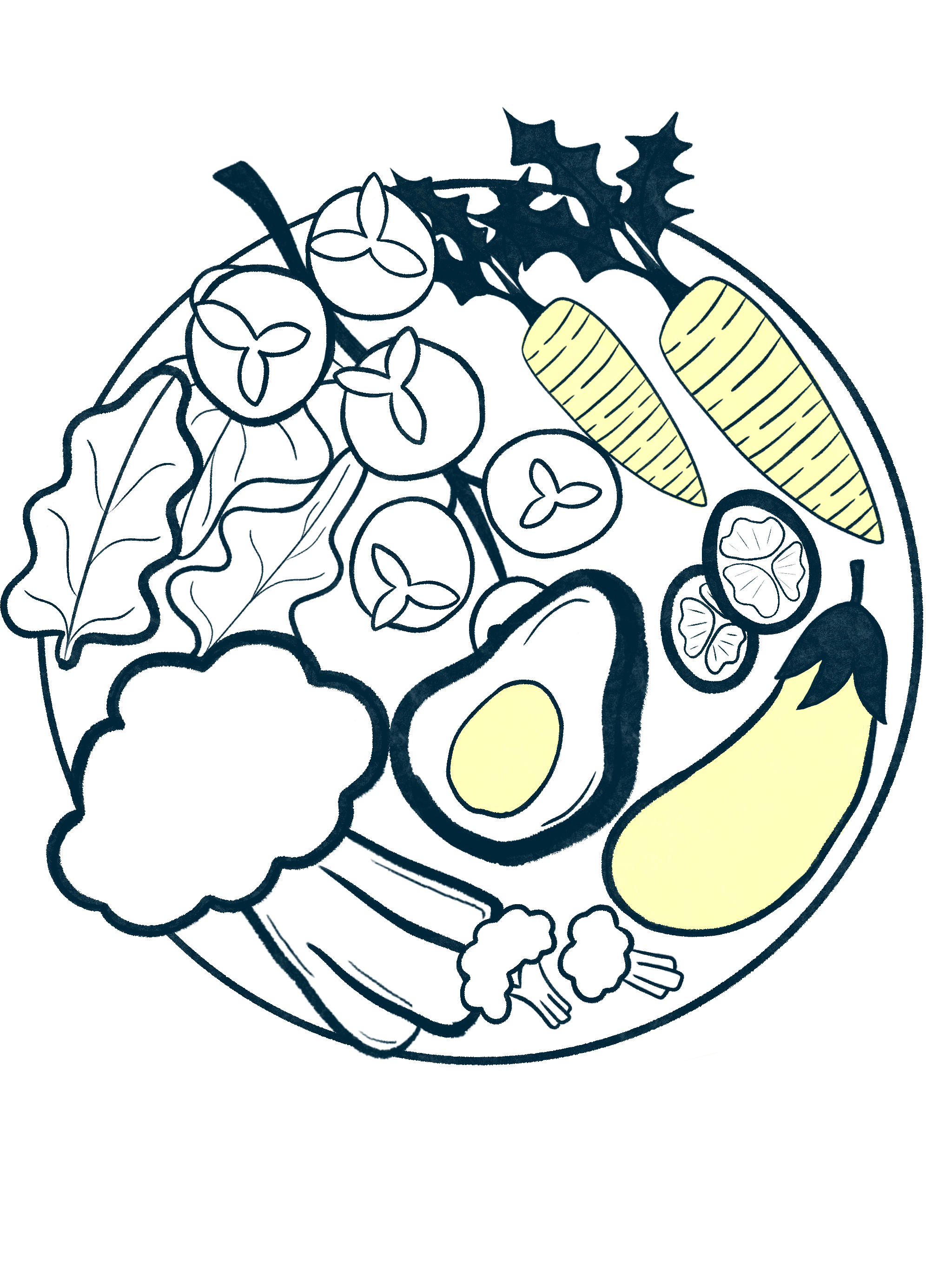 Circular progress icon showing a bowl of vegetables—avocado, carrots, kale, cauliflower and more—gradually filling in colour to represent rising loyalty tiers
